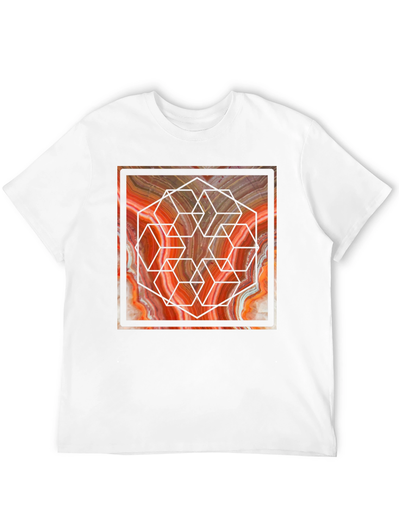 Geometric Marble Graphic Tee - Unique Design