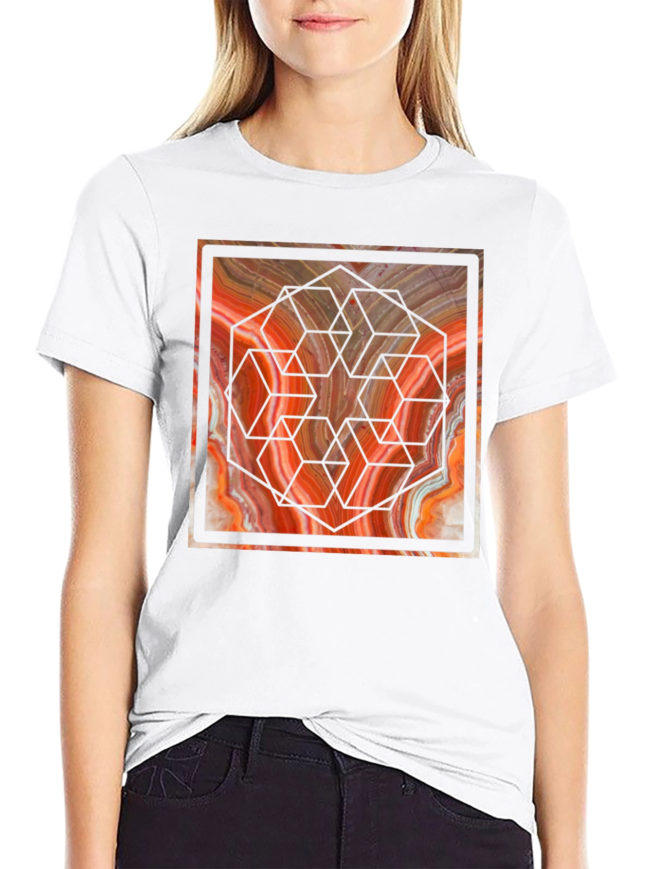 Geometric Marble Graphic Tee - Unique Design