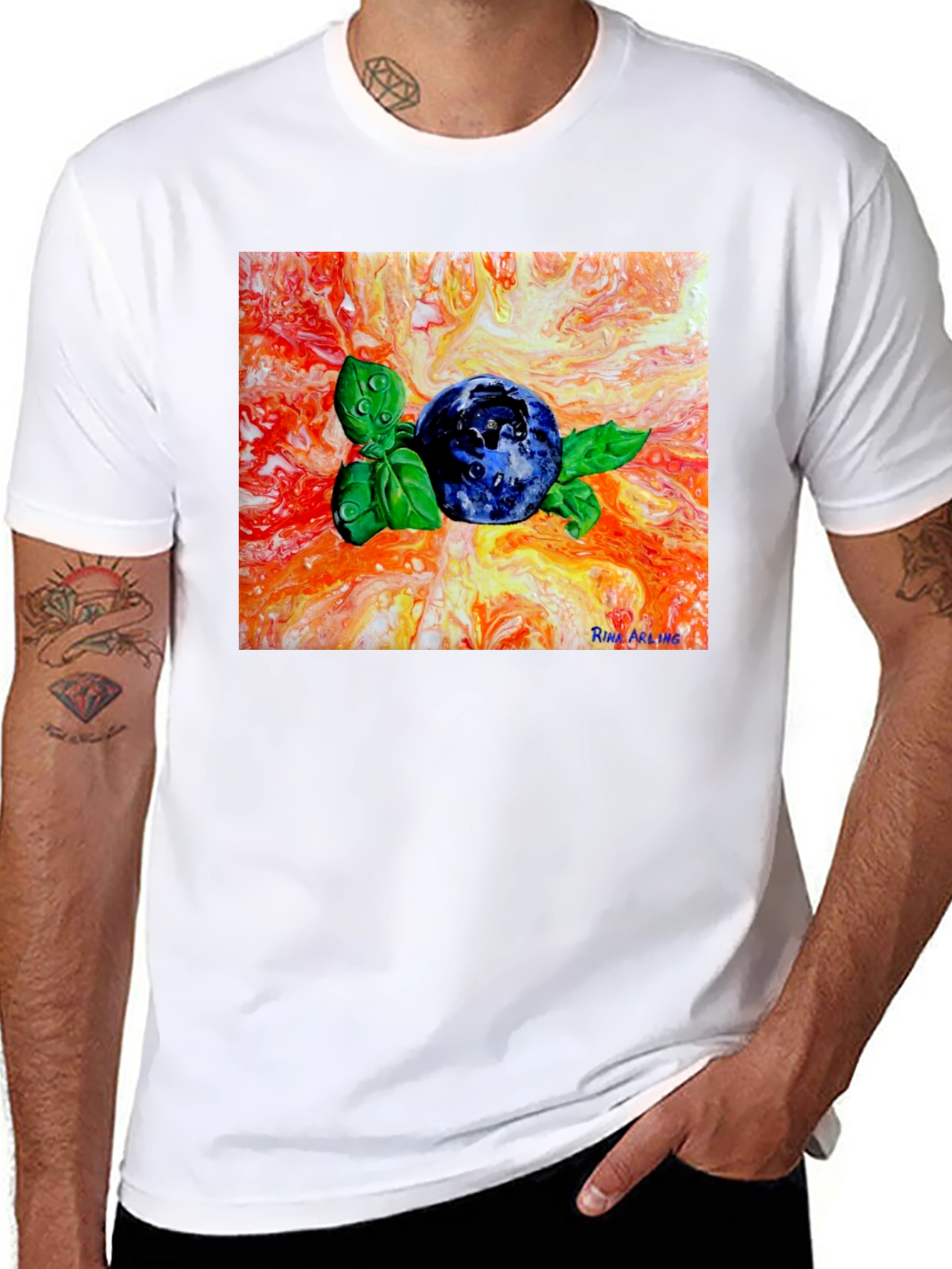 Blueberry Art T-Shirt - Artistic Fruit Tee