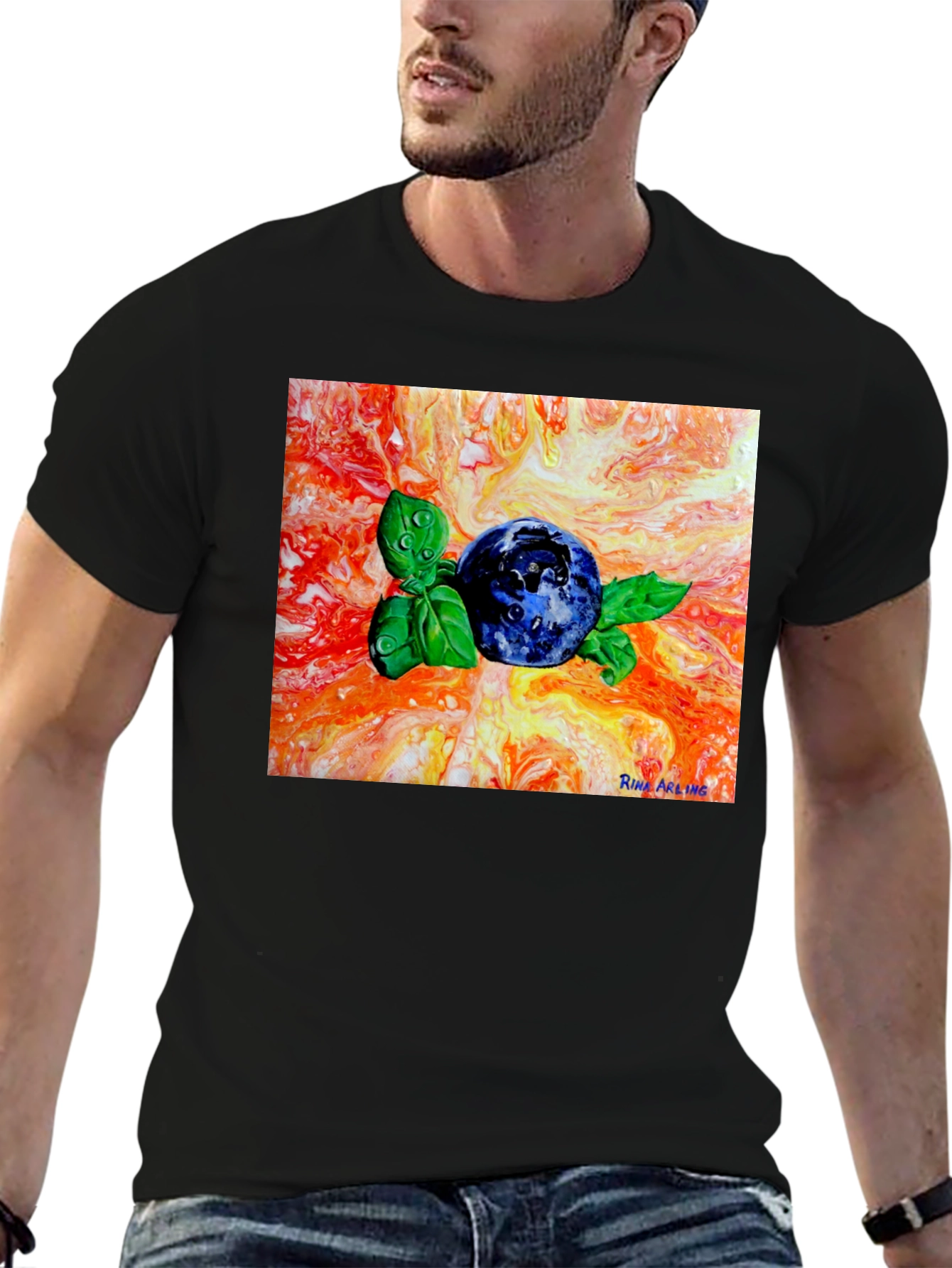 Blueberry Art T-Shirt - Artistic Fruit Tee