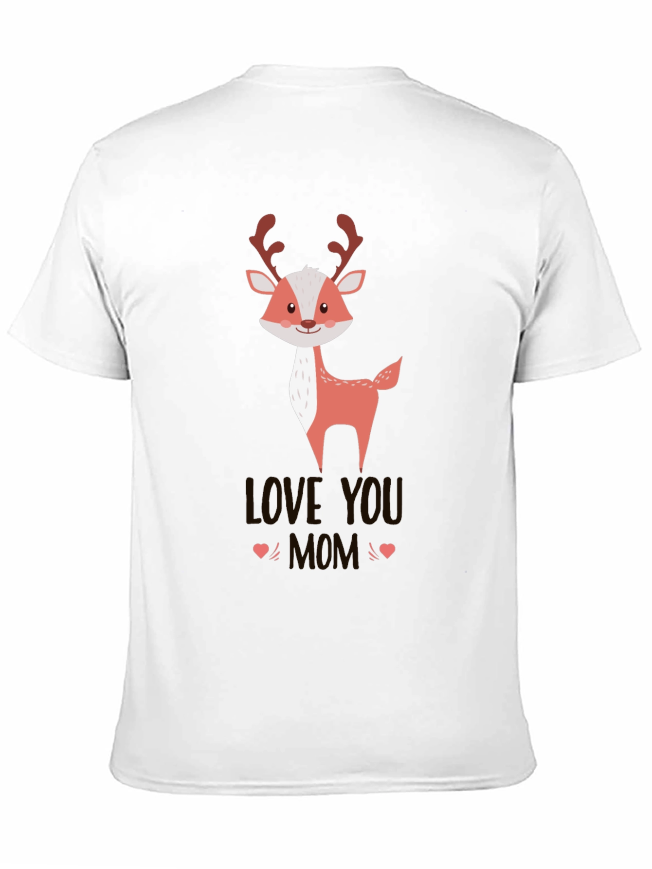 Cute Reindeer Love You Mom Black T-Shirt
