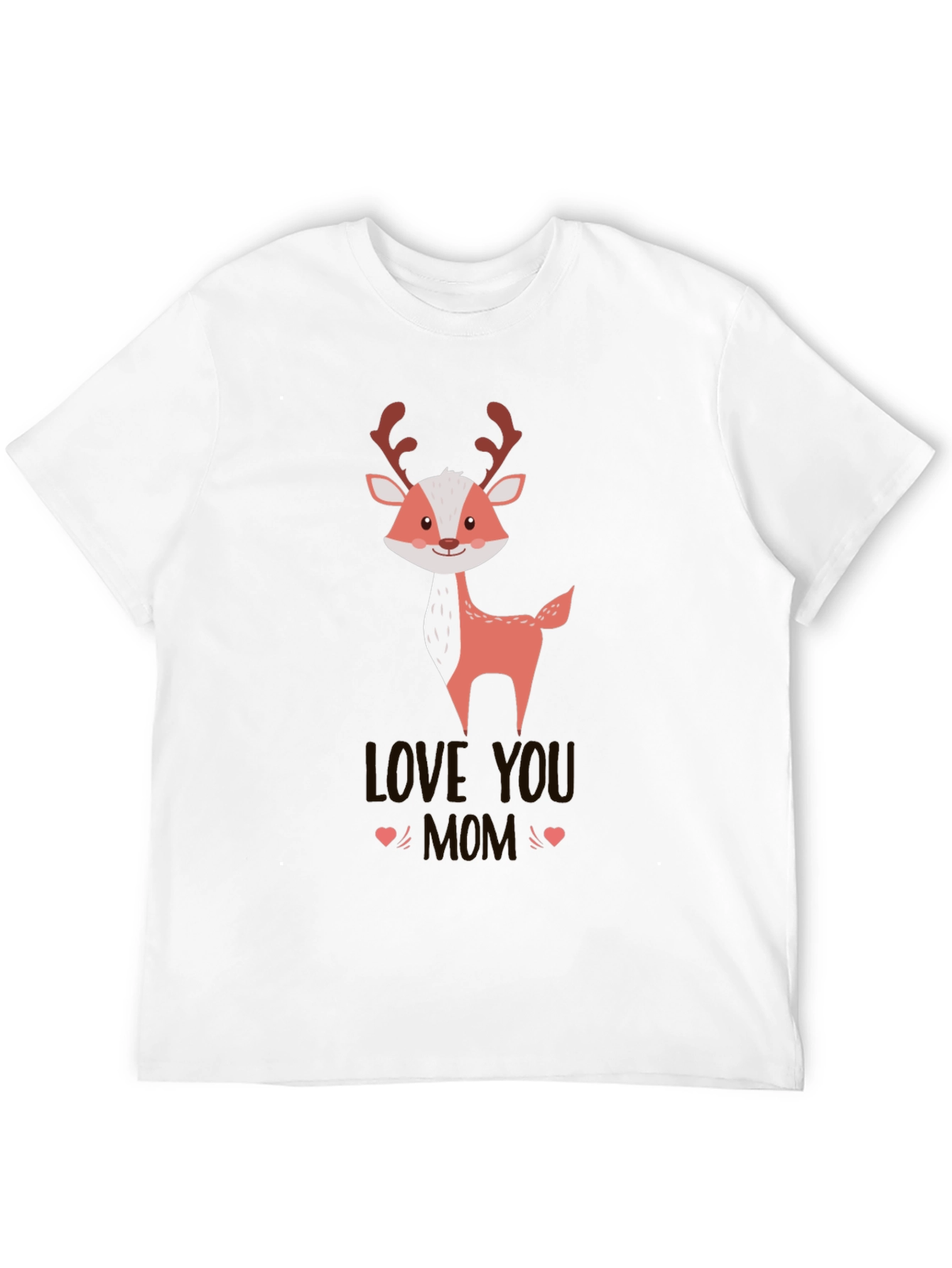 Cute Reindeer Love You Mom Black T-Shirt