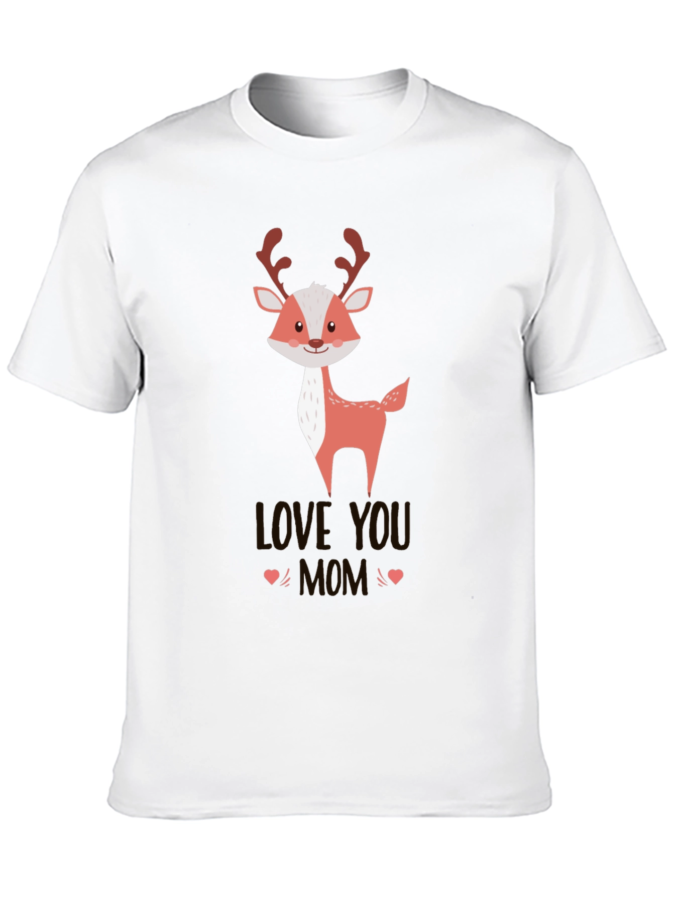 Cute Reindeer Love You Mom Black T-Shirt