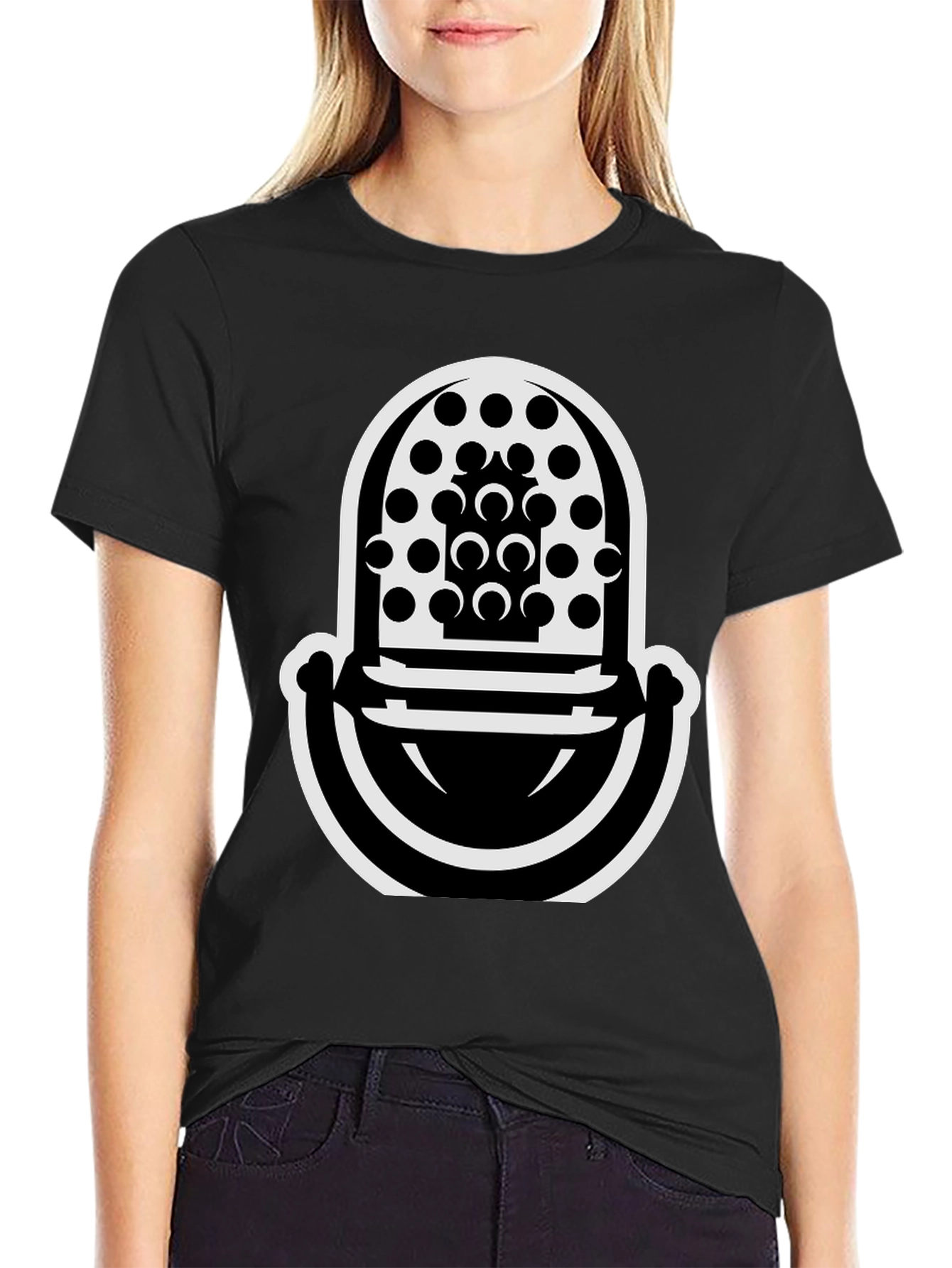 Abstract Microphone Graphic T-Shirt - Modern Black Tee