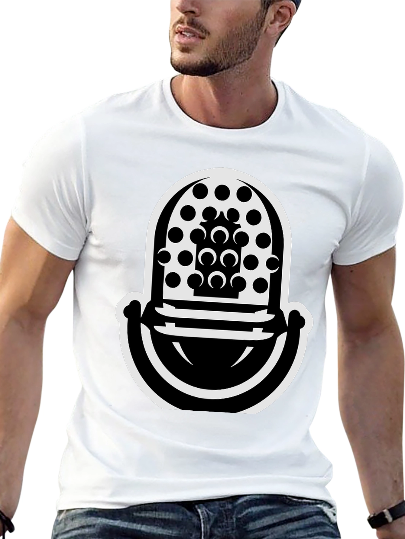 Abstract Microphone Graphic T-Shirt - Modern Black Tee