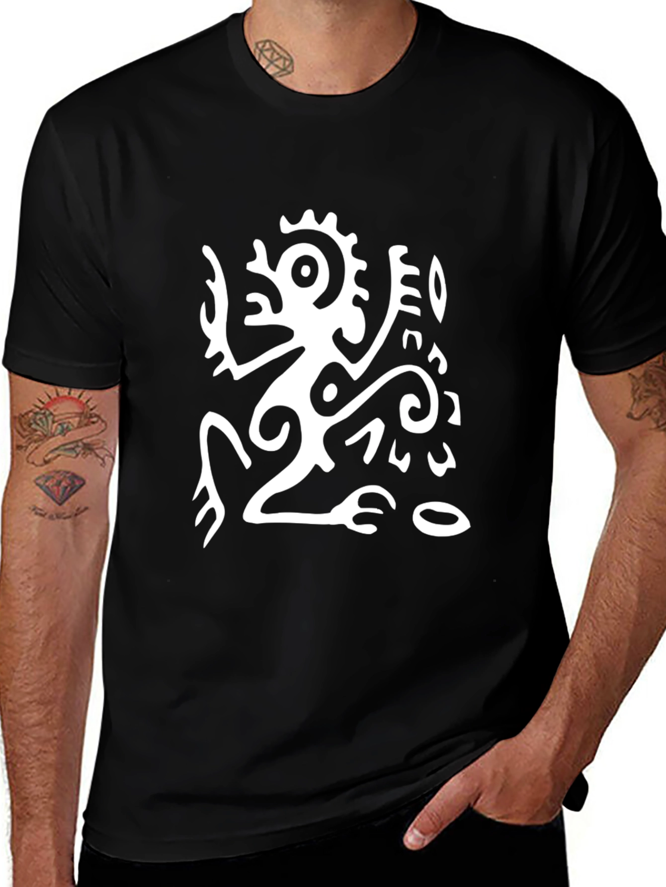 Tribal Art Graphic Tee - Black