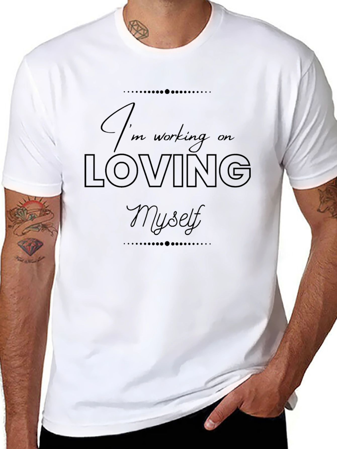 Loving Myself T-Shirt - Black Crew Neck Tee