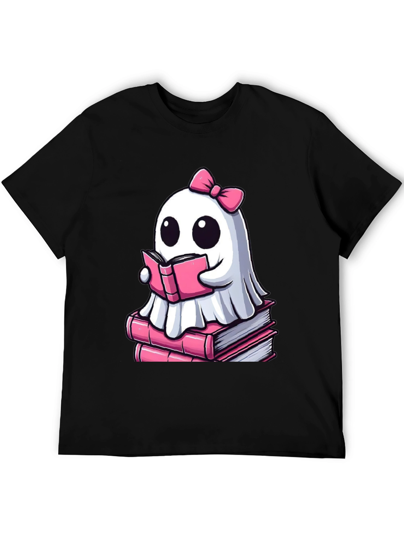 Cute Ghost Reading Book T-Shirt - Spooky & Stylish