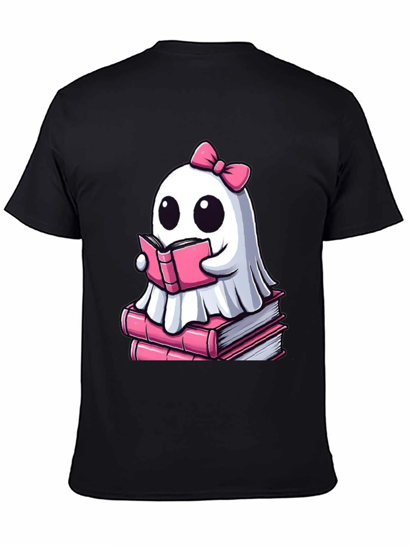 Cute Ghost Reading Book T-Shirt - Spooky & Stylish