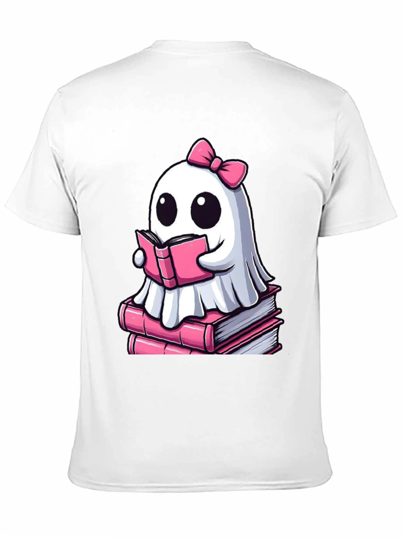 Cute Ghost Reading Book T-Shirt - Spooky & Stylish