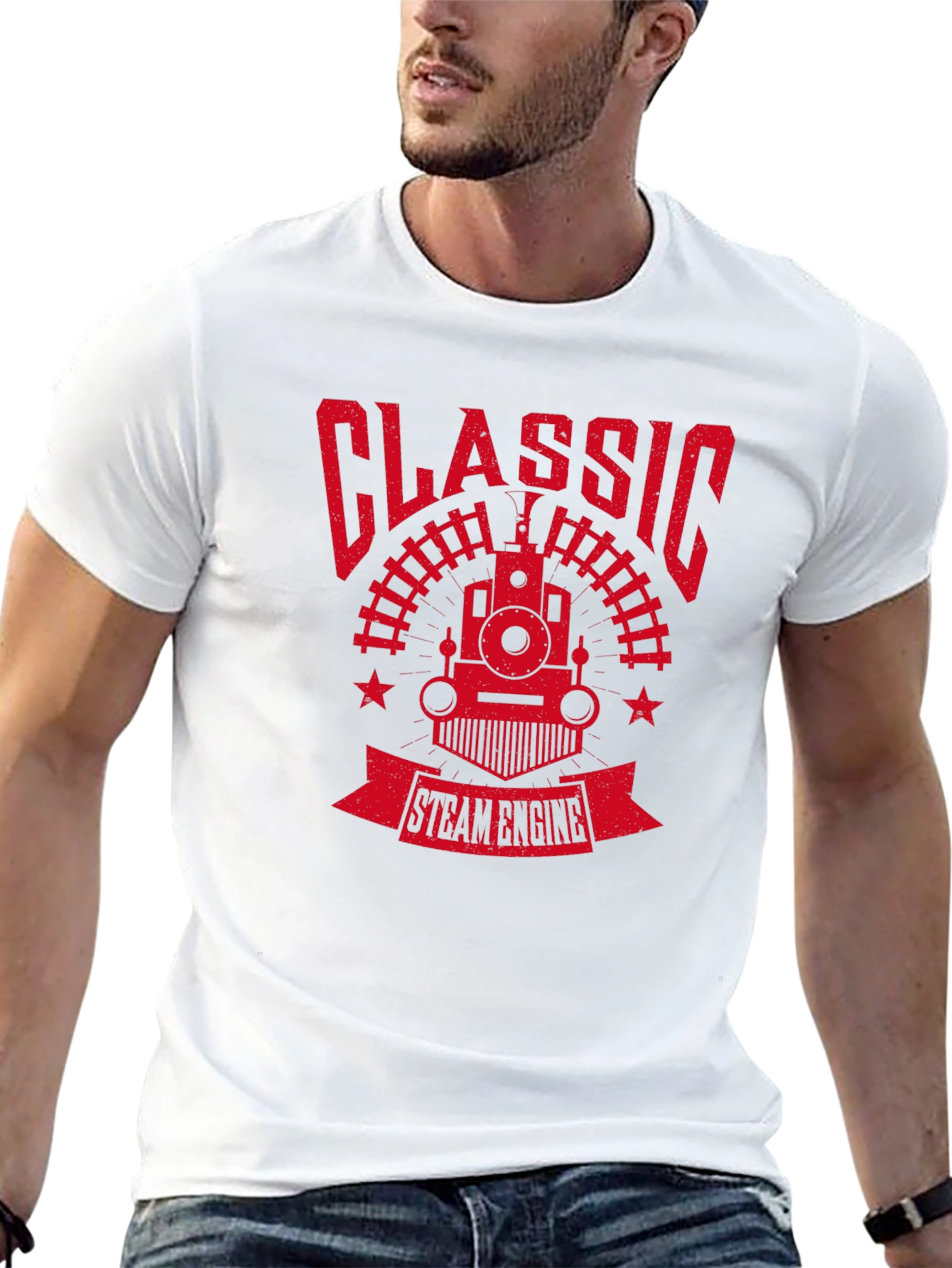 Classic Steam Engine Graphic Tee - Retro Train Shirt