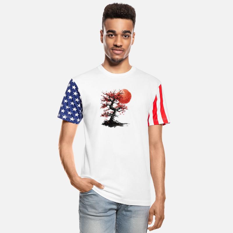 Japanese Tree Red Moon Birds Flying Aesthetic