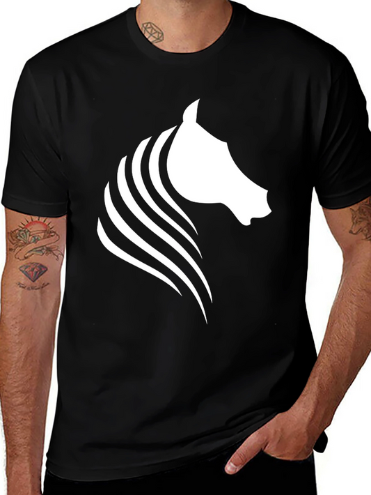 Black Horse Head Graphic Tee - Stylish and Unique