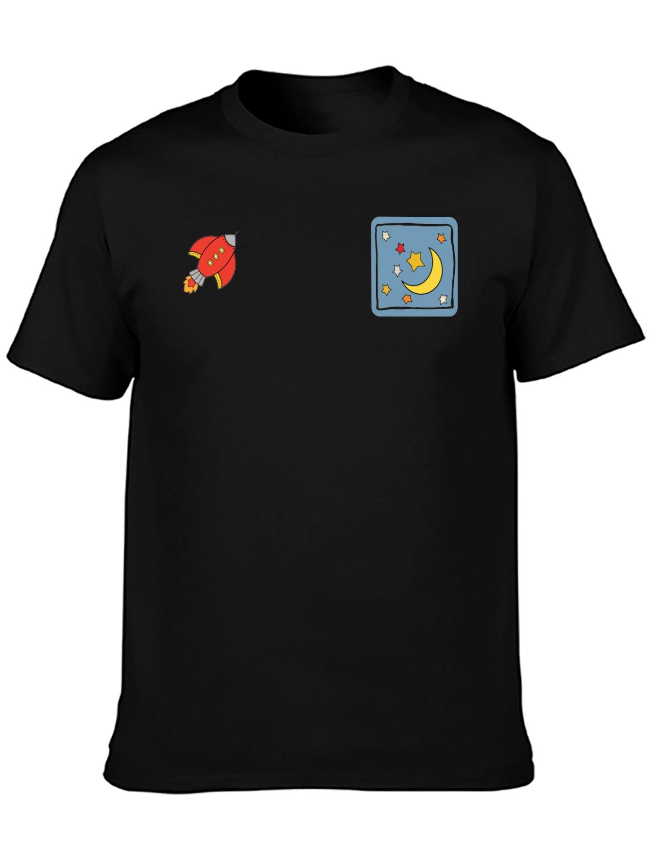 Novelty Graphic Tee - Rocket & Moon Design