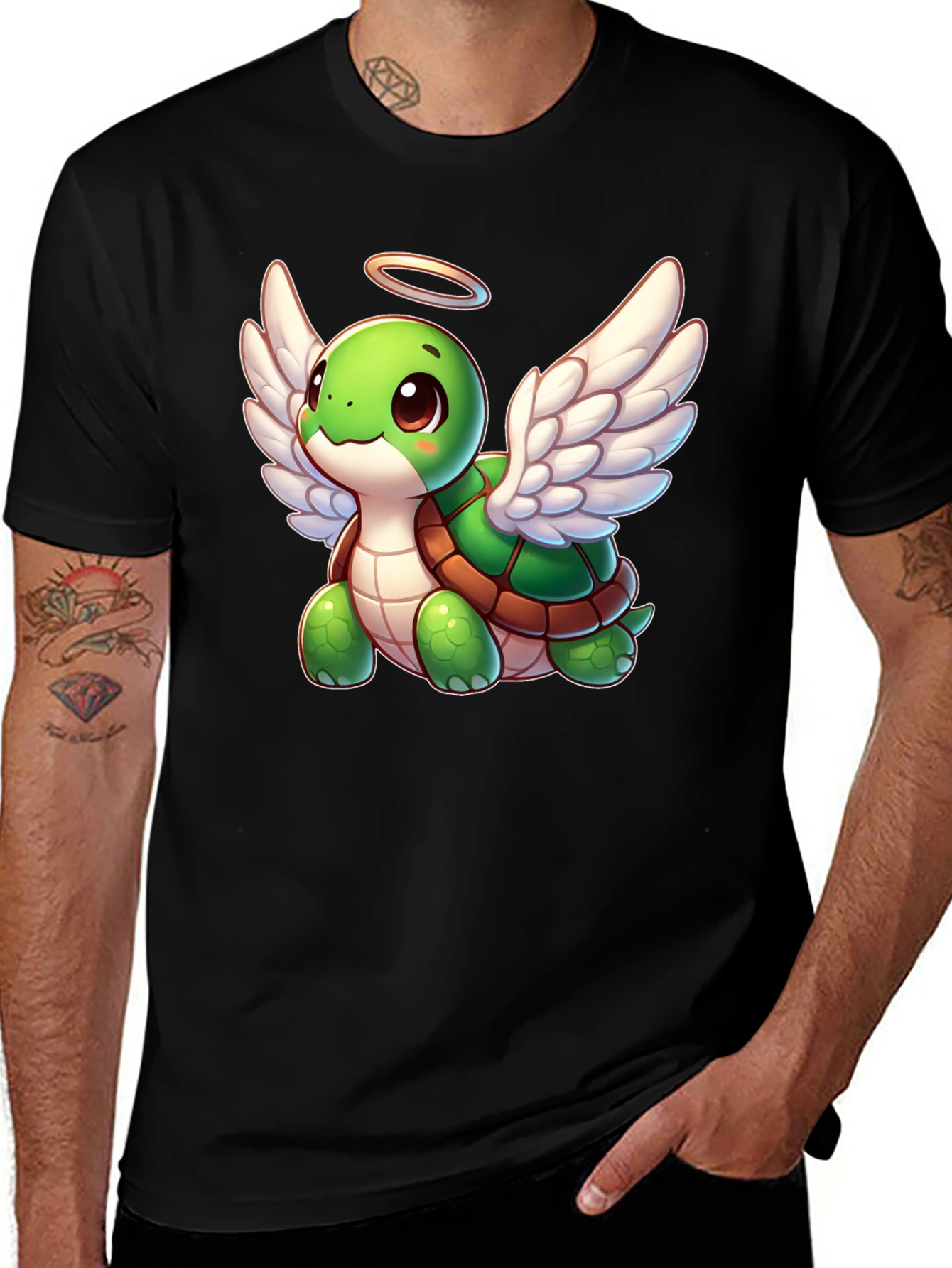 Cute Turtle Angel Graphic Tee