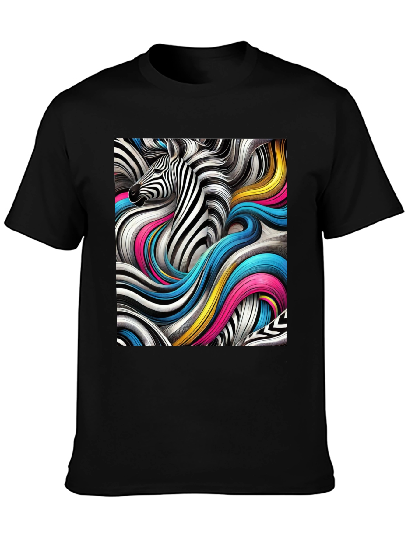 Zebra Art Graphic Black T-Shirt