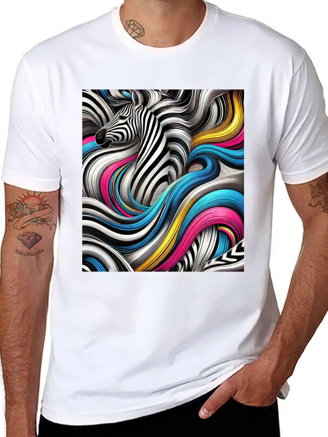 Zebra Art Graphic Black T-Shirt