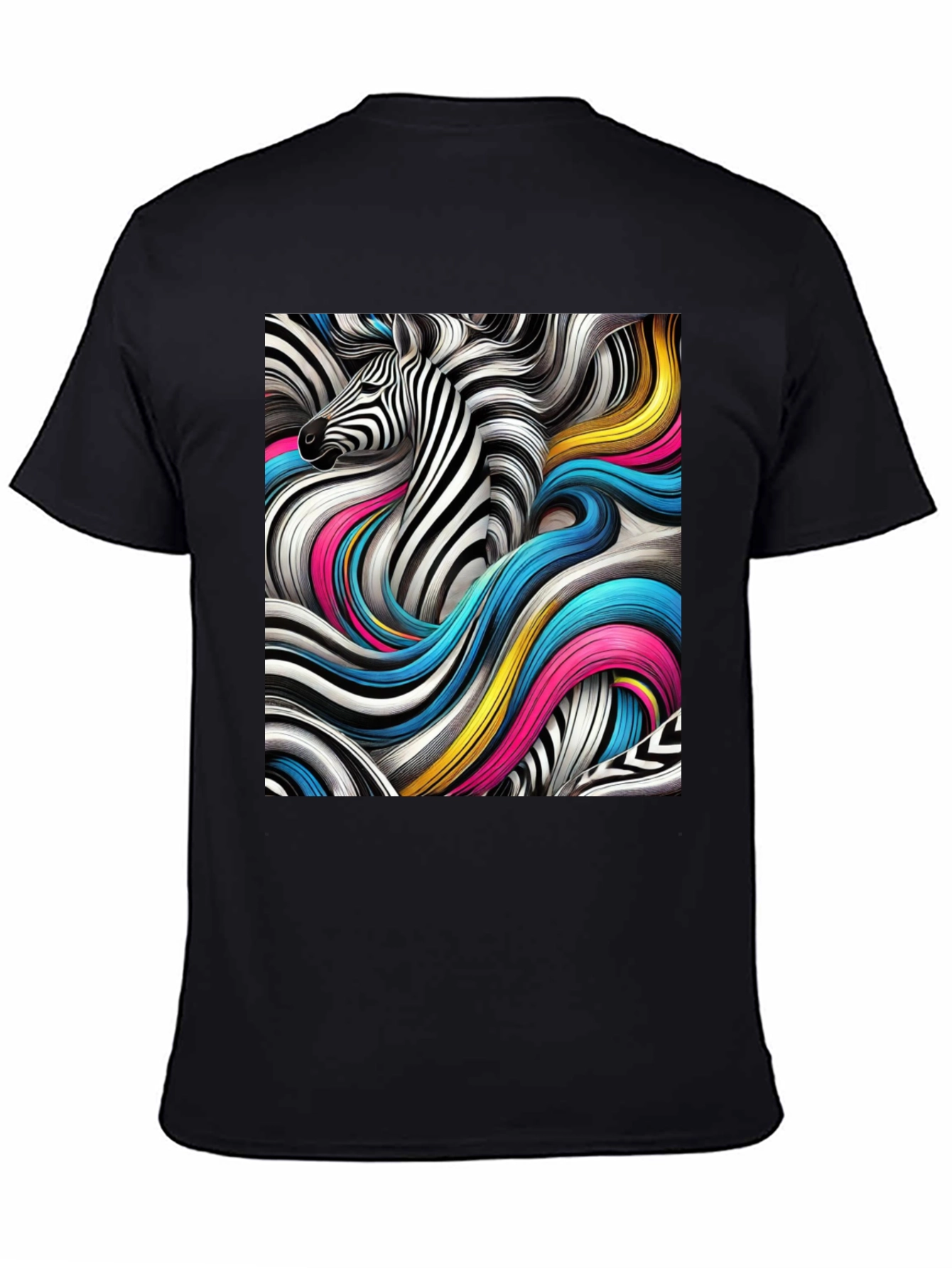 Zebra Art Graphic Black T-Shirt