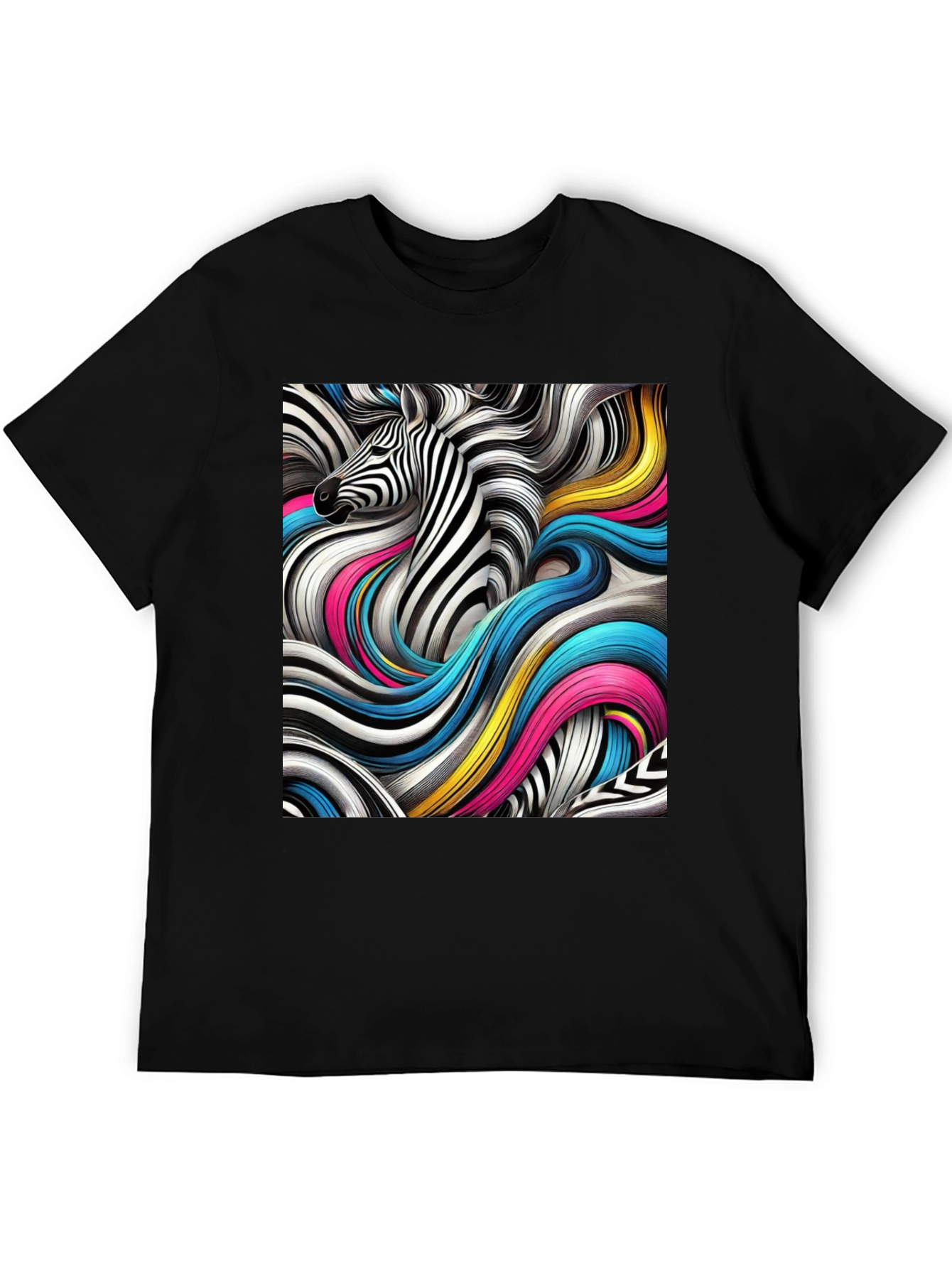 Zebra Art Graphic Black T-Shirt