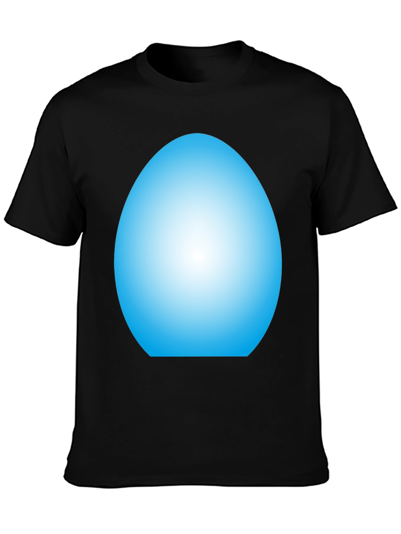 Mens Black T-Shirt with Light Blue Oval Design