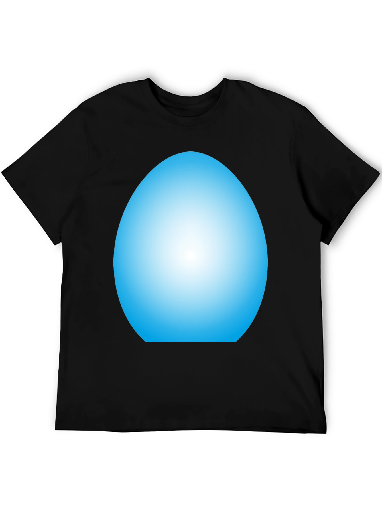 Mens Black T-Shirt with Light Blue Oval Design