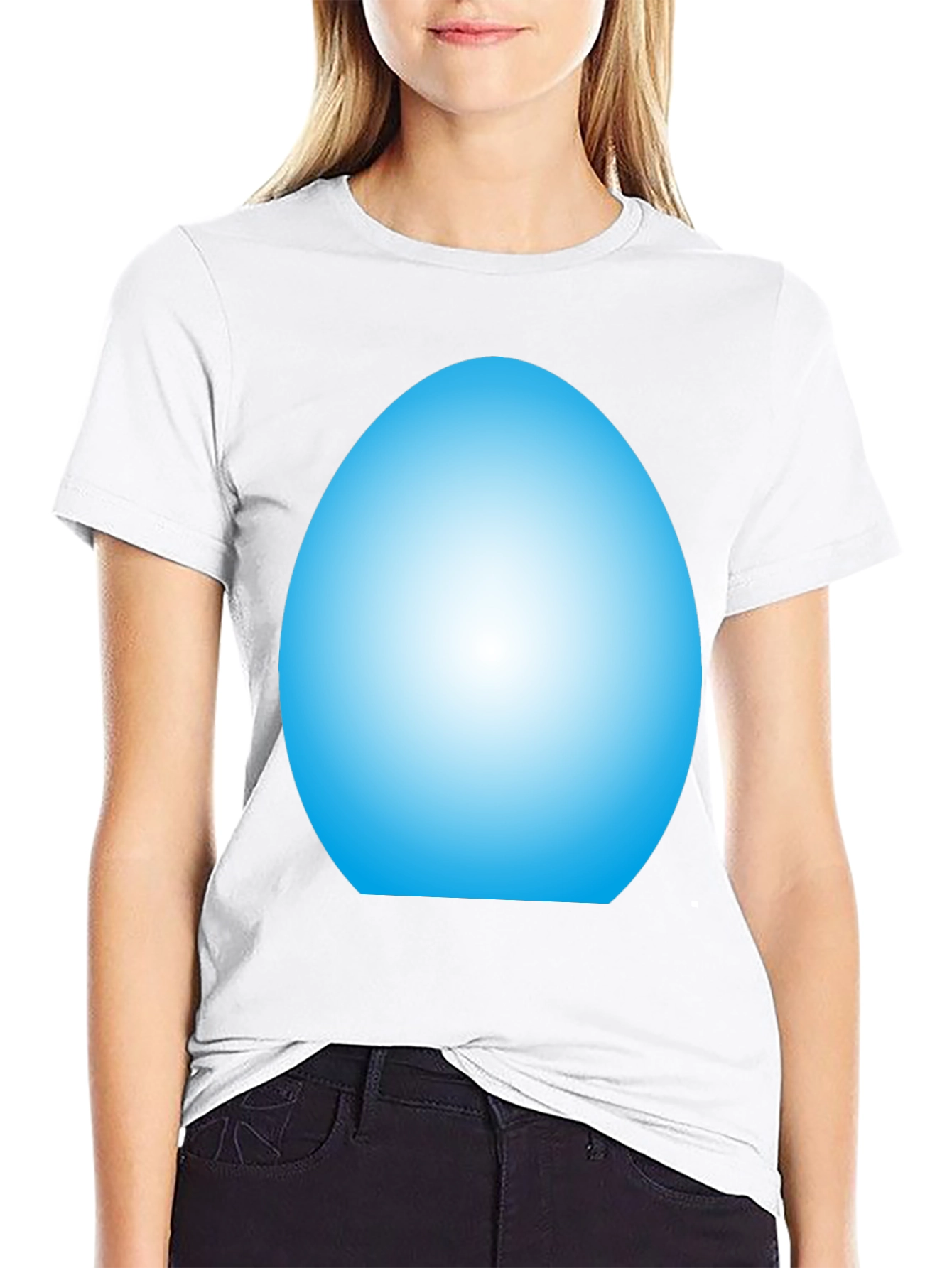 Mens Black T-Shirt with Light Blue Oval Design