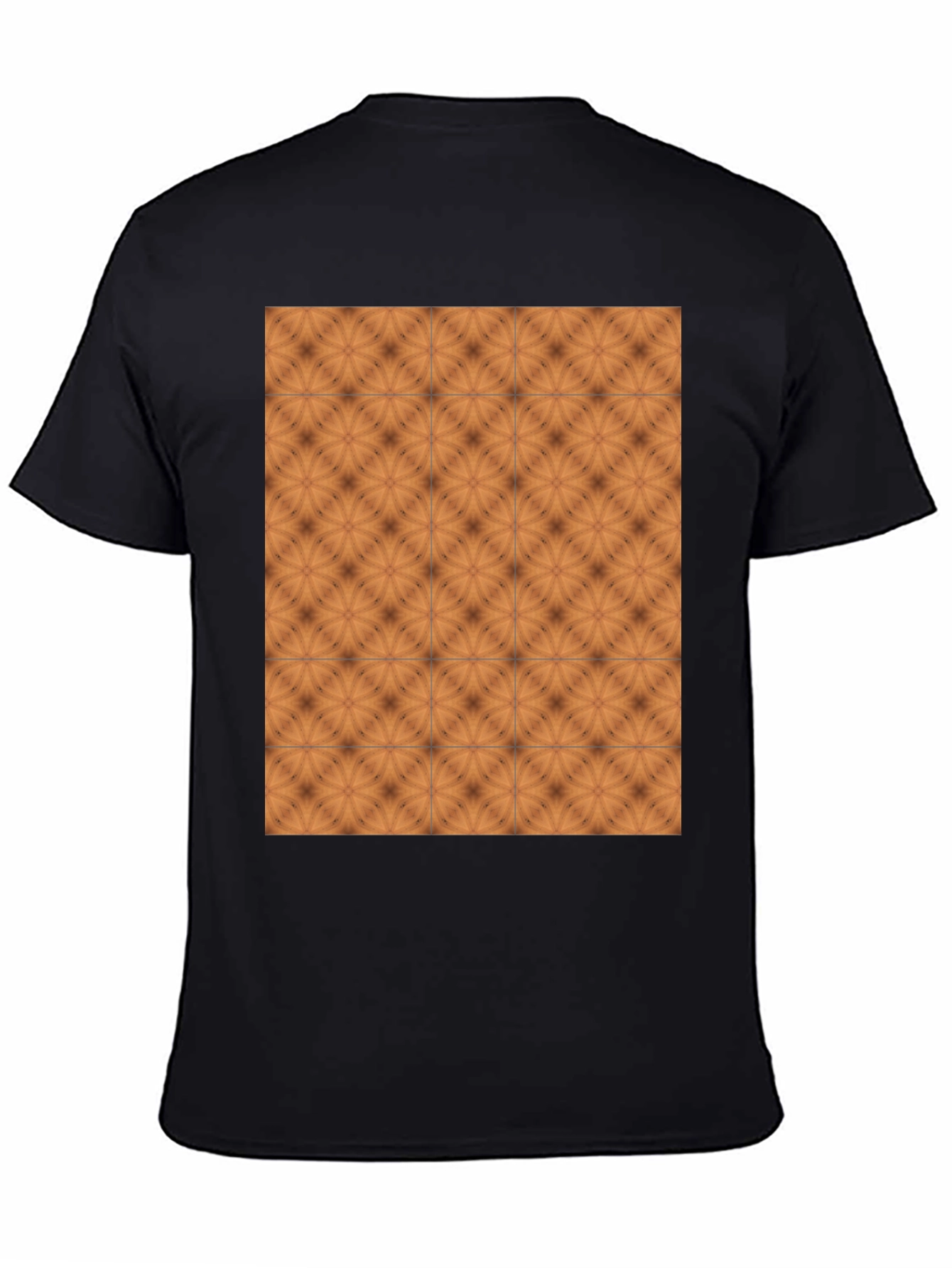 Geometric Tile Print Black Crew Neck Tee