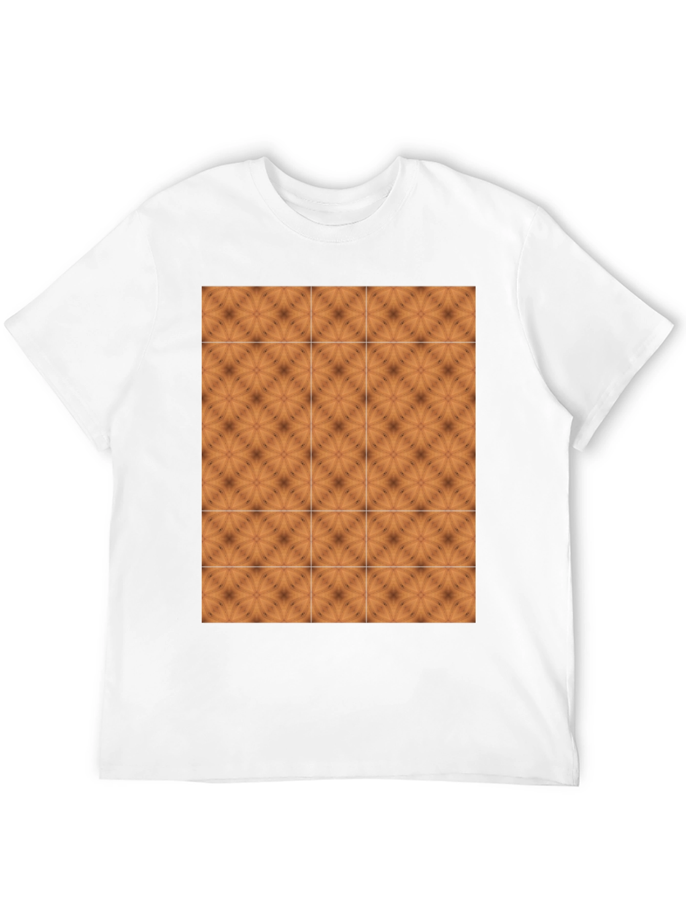 Geometric Tile Print Black Crew Neck Tee