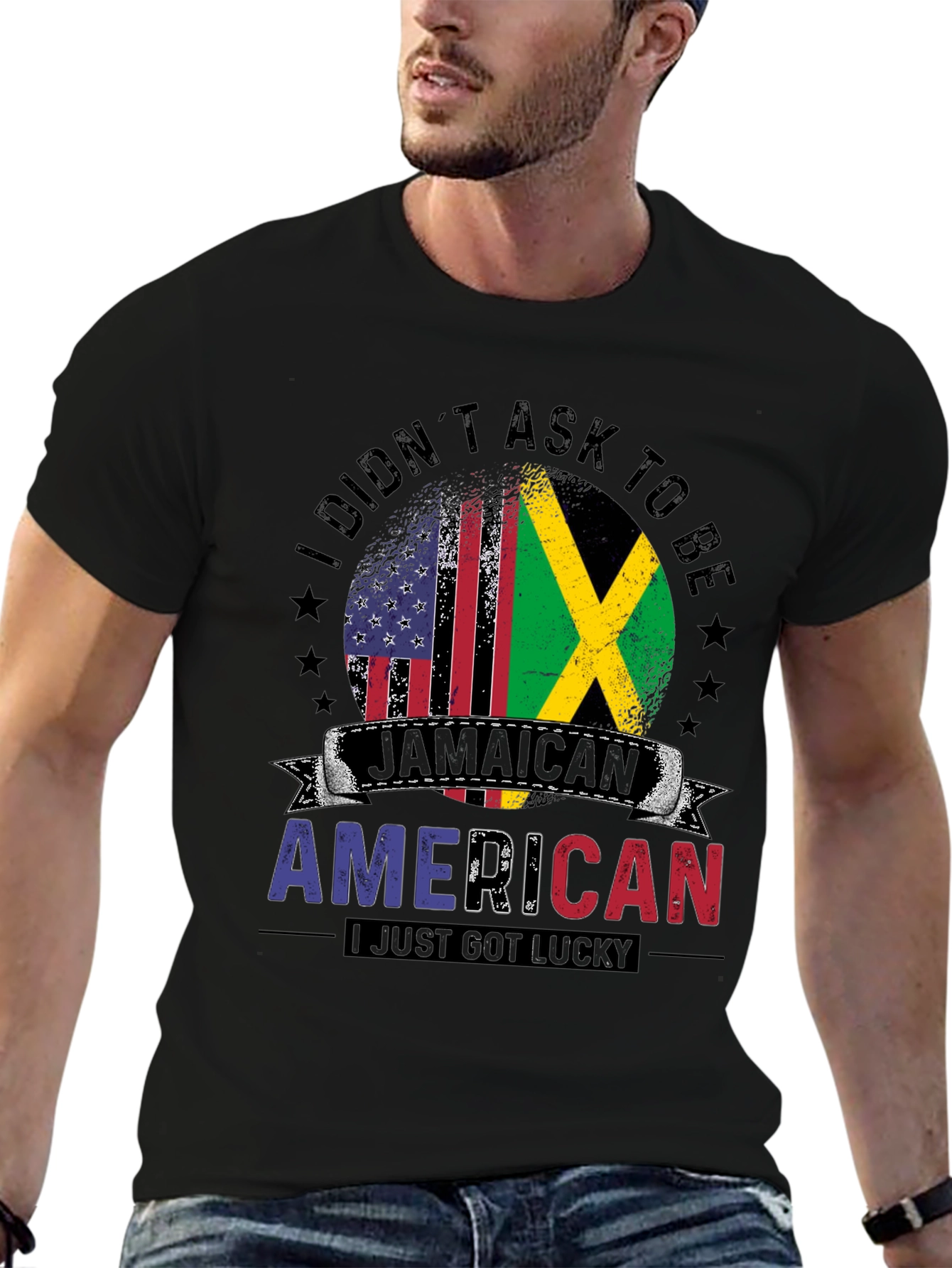 Jamaican American Flag Pride Graphic T-Shirt