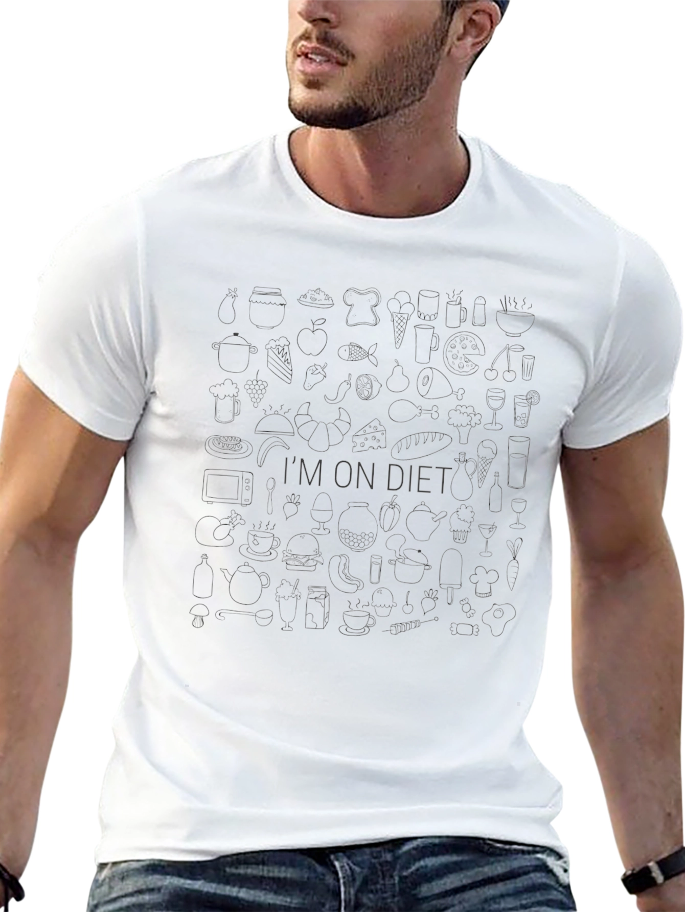 Im On Diet T-Shirt - Black Casual Tee