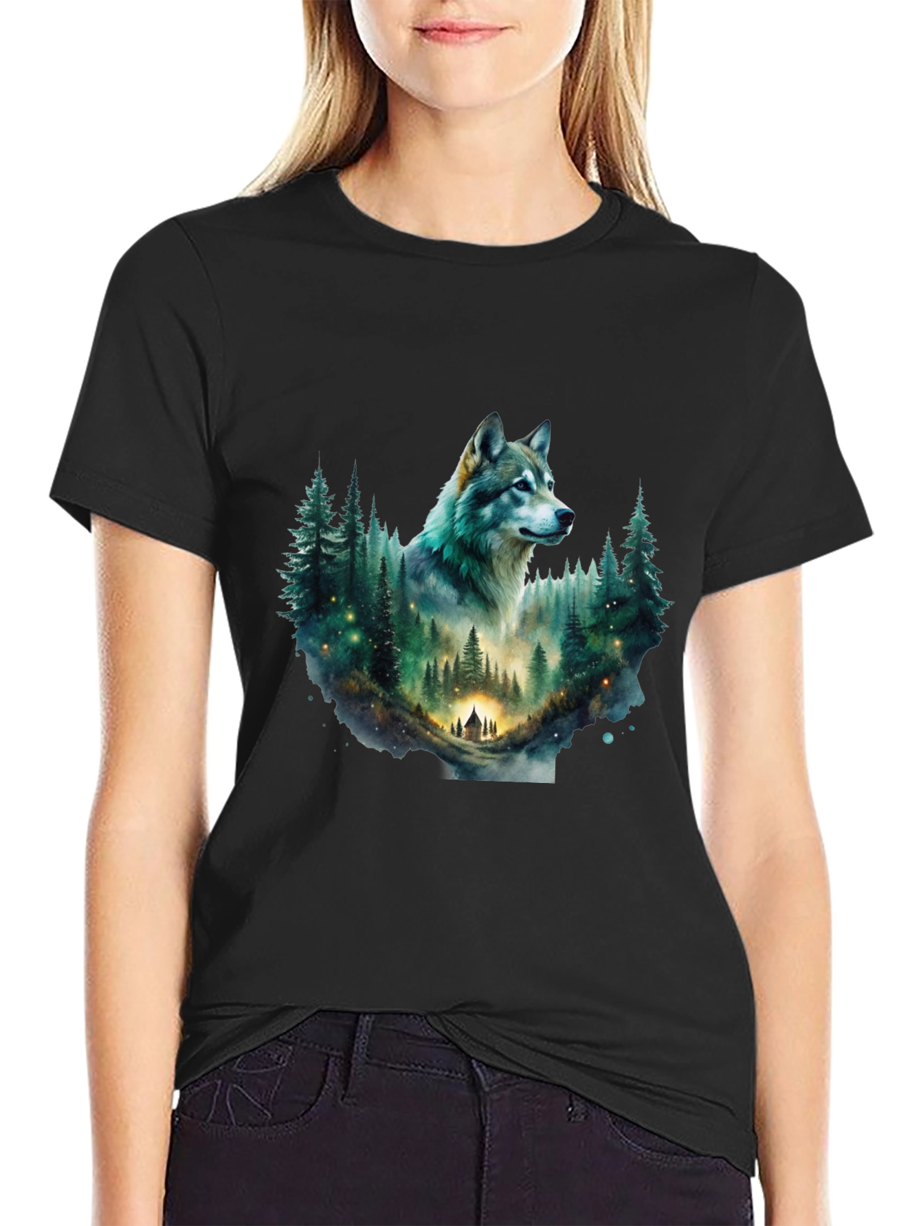 Wolf Forest Graphic T-Shirt - Nature Inspired Tee