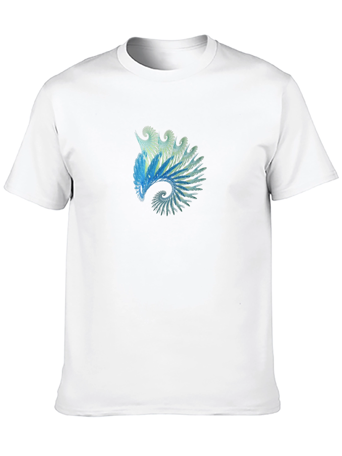 Abstract Blue Spiral Graphic Tee - Black Cotton