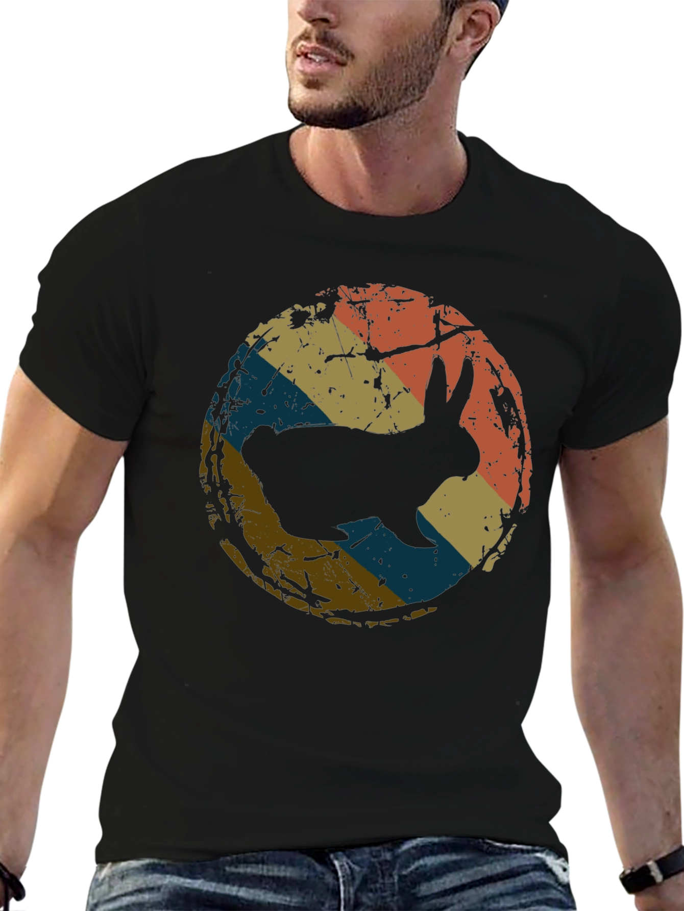 Retro Rabbit Graphic Tee - Black