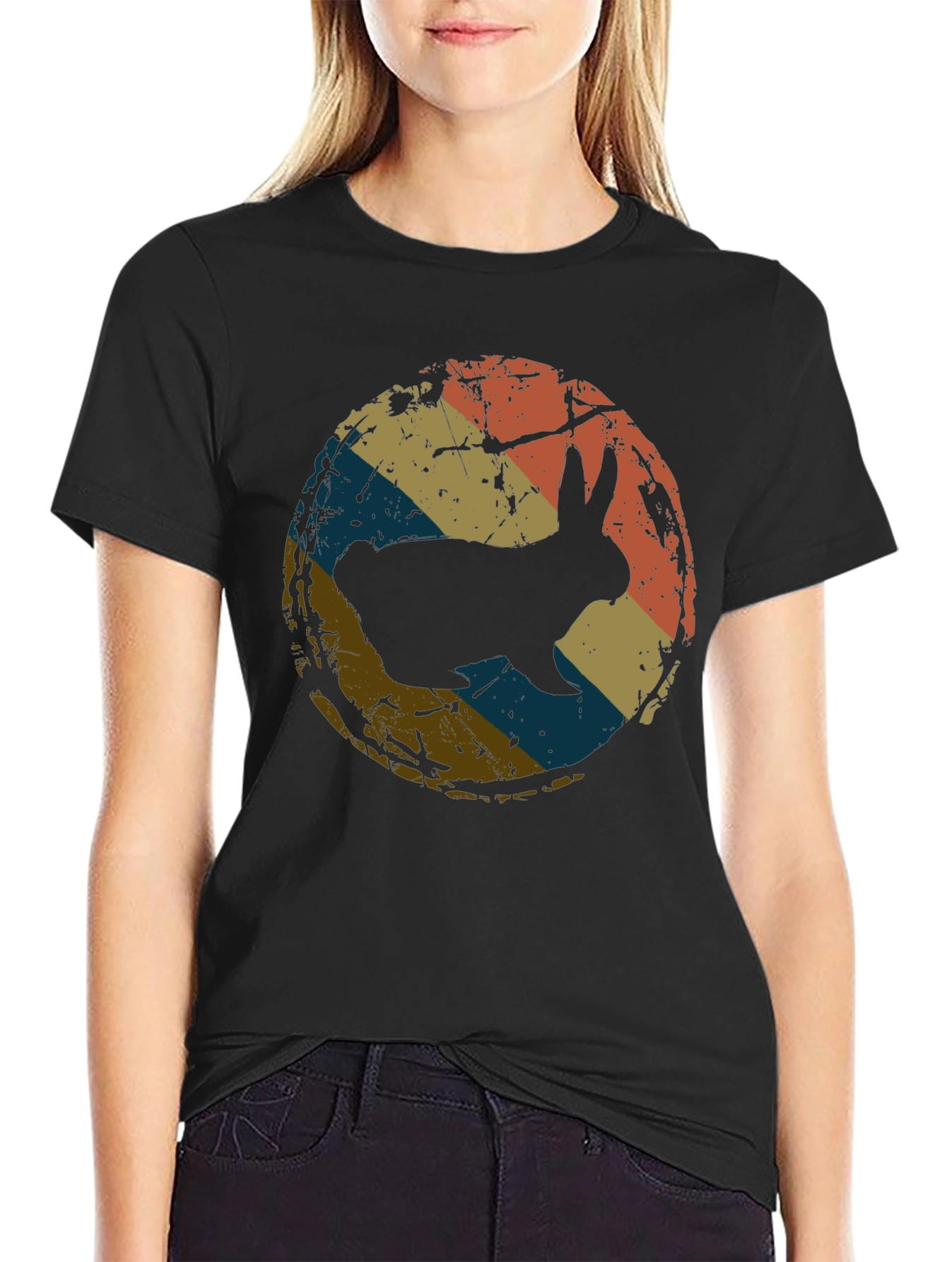 Retro Rabbit Graphic Tee - Black