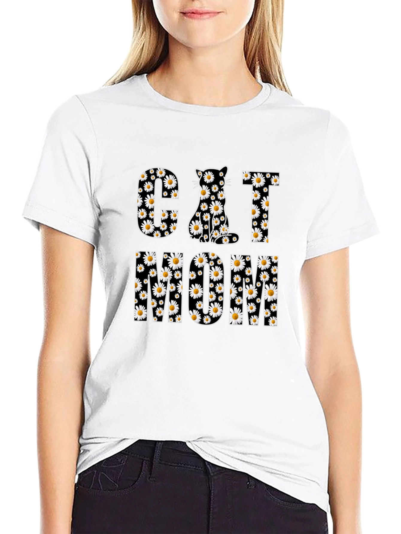 Cat Mom Floral Graphic Tee