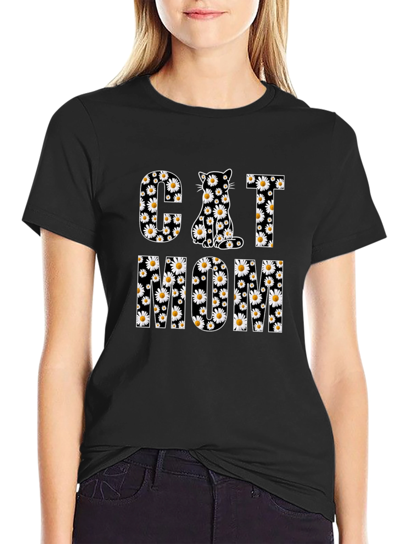 Cat Mom Floral Graphic Tee
