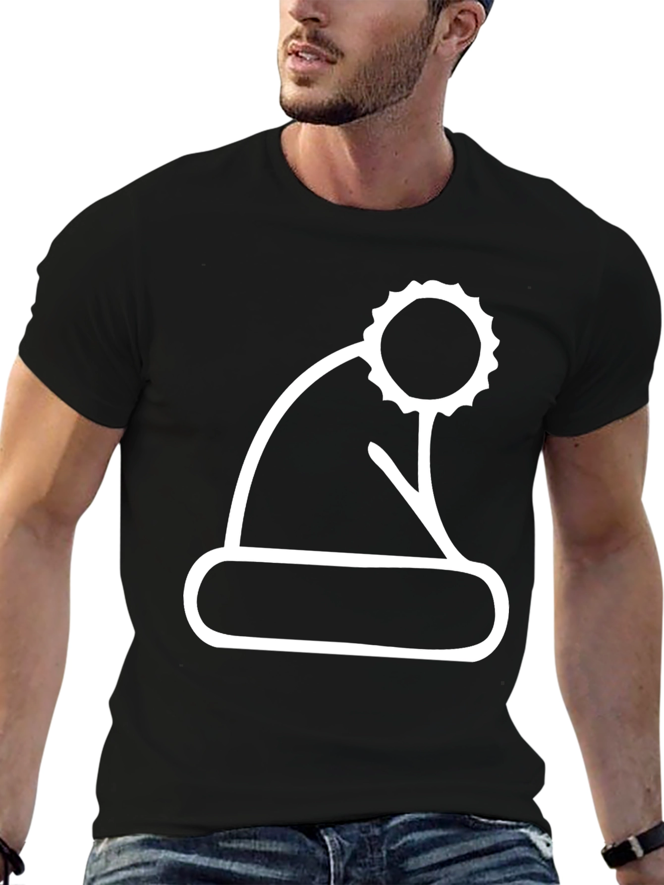 Festive Santa Hat Graphic Tee - Black
