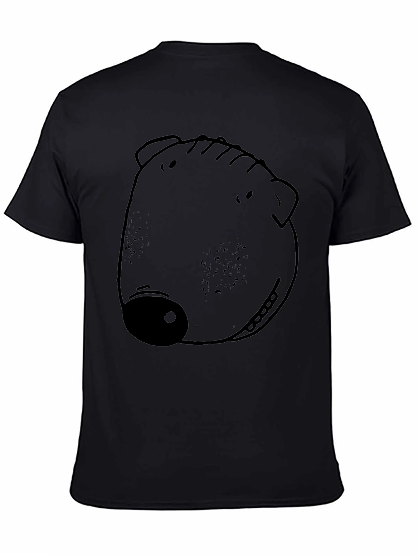 Cartoon Pig Face Graphic Tee - Black Crew Neck