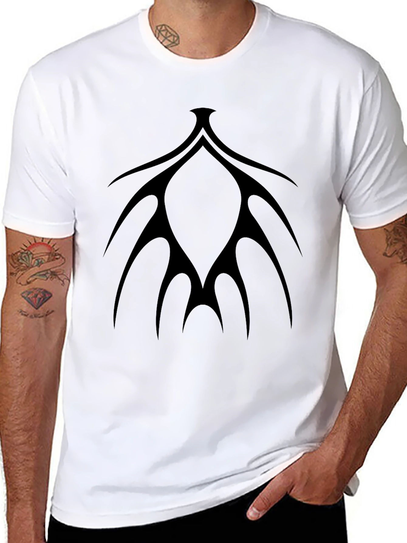 Mens Black Tee with Abstract Graphic Design