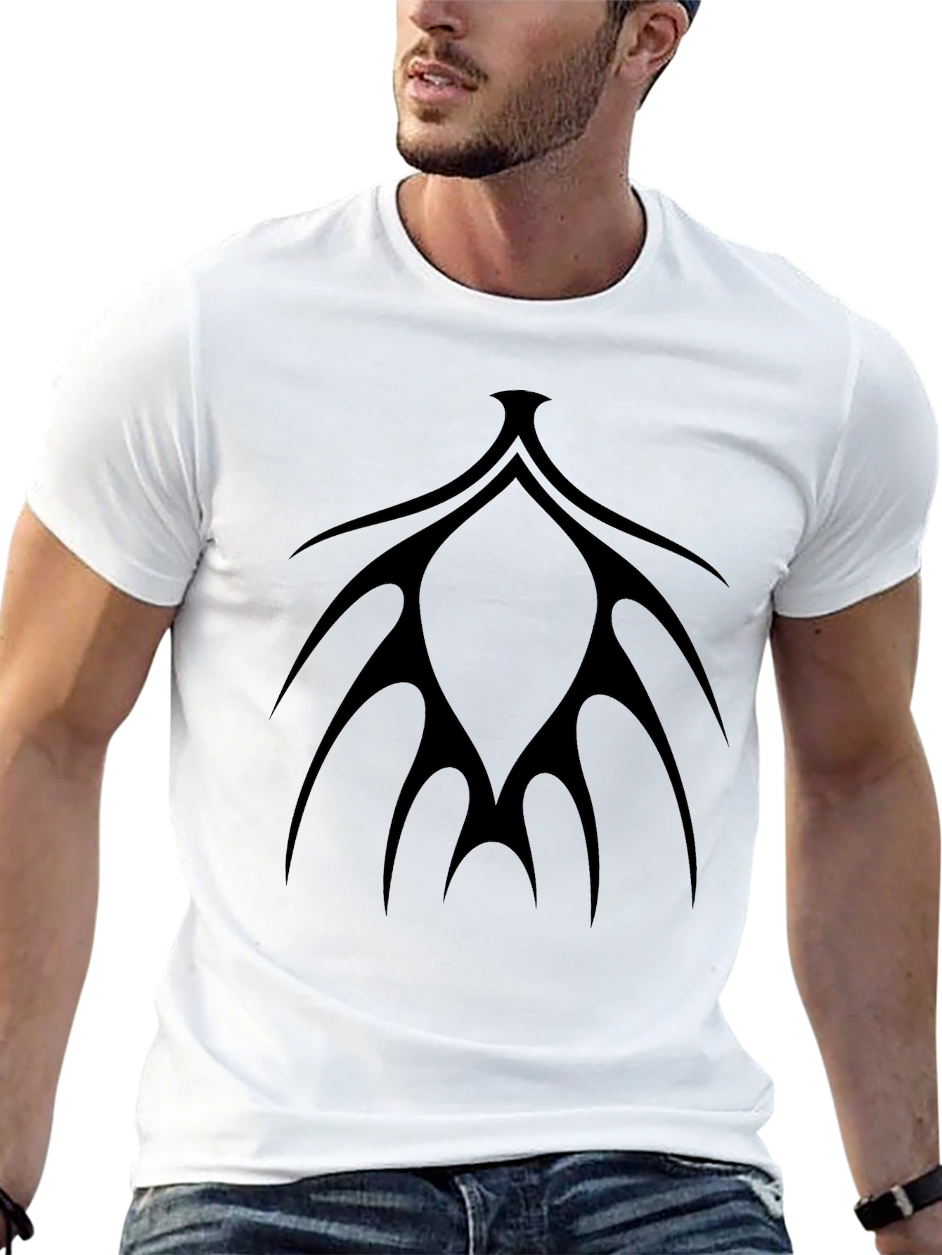 Mens Black Tee with Abstract Graphic Design