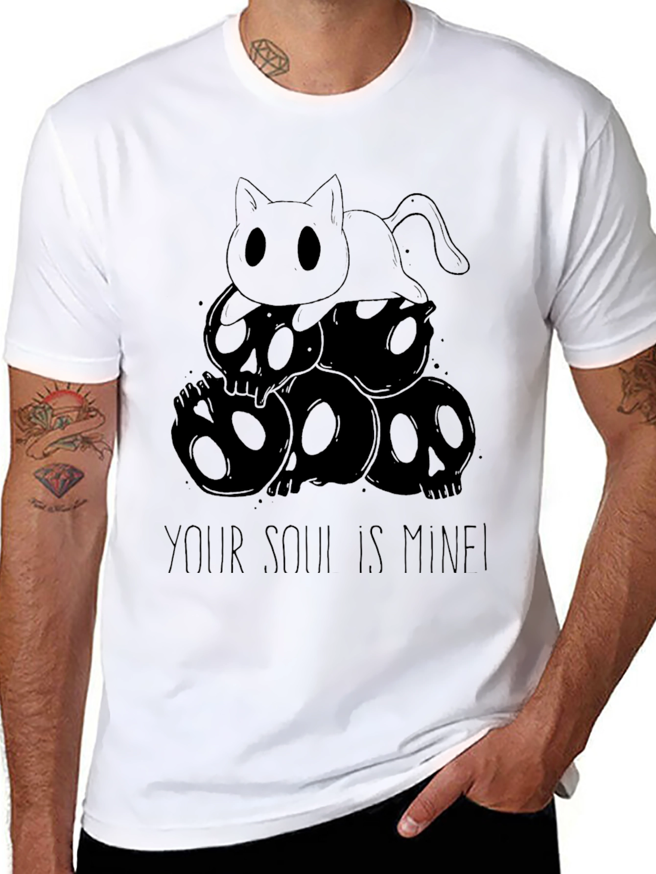 Skull Cat T-Shirt - Your Soul is Mine!