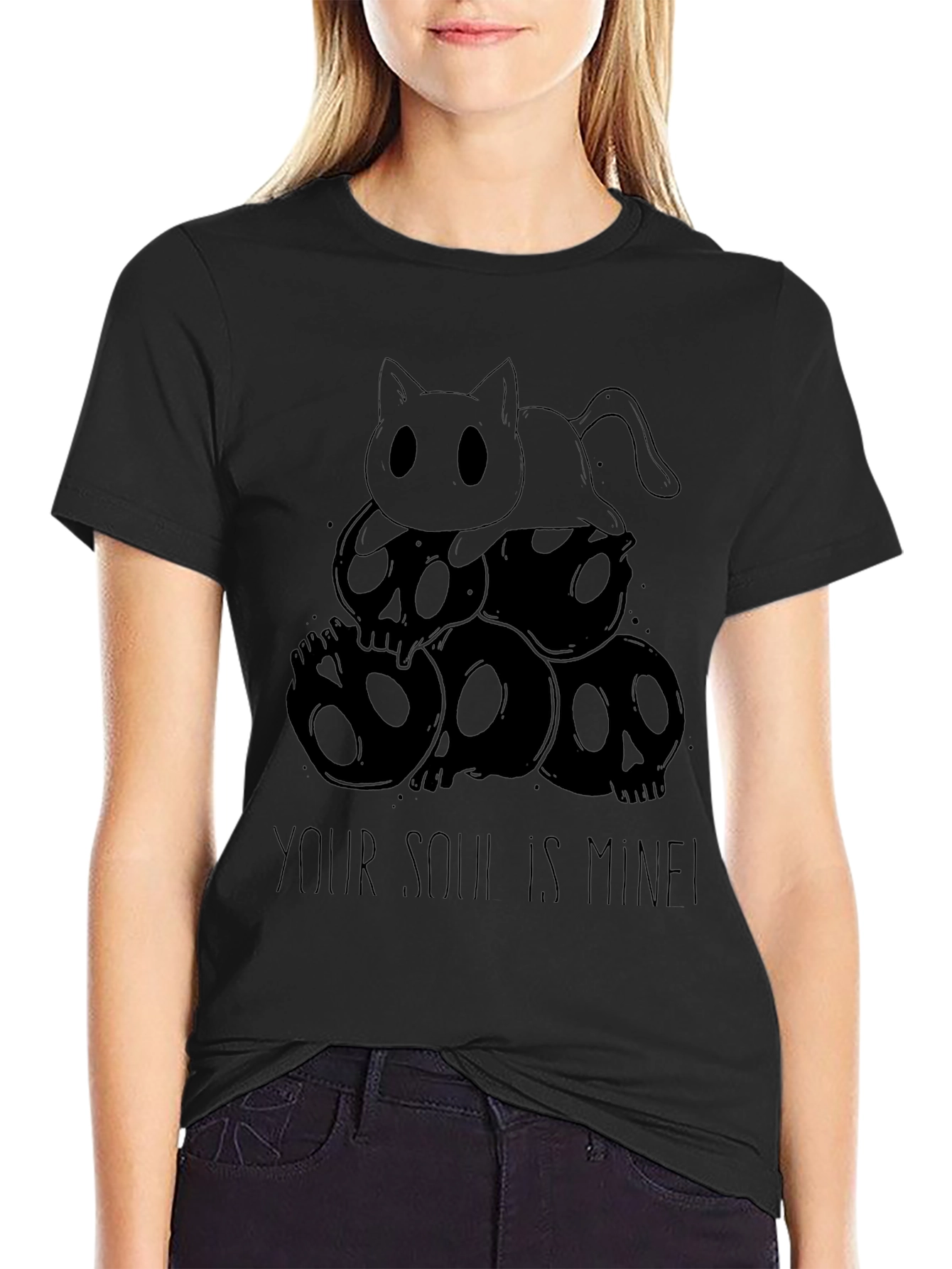 Skull Cat T-Shirt - Your Soul is Mine!