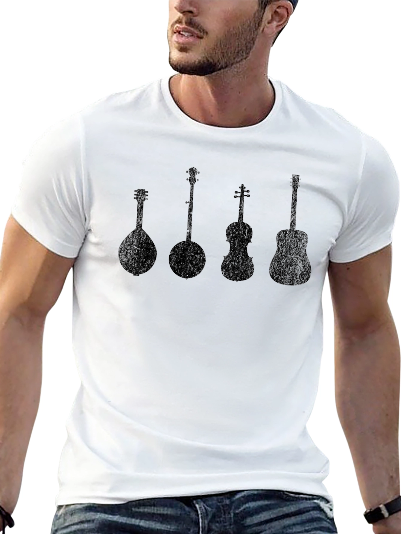 Musical Instruments Silhouette Black T-Shirt