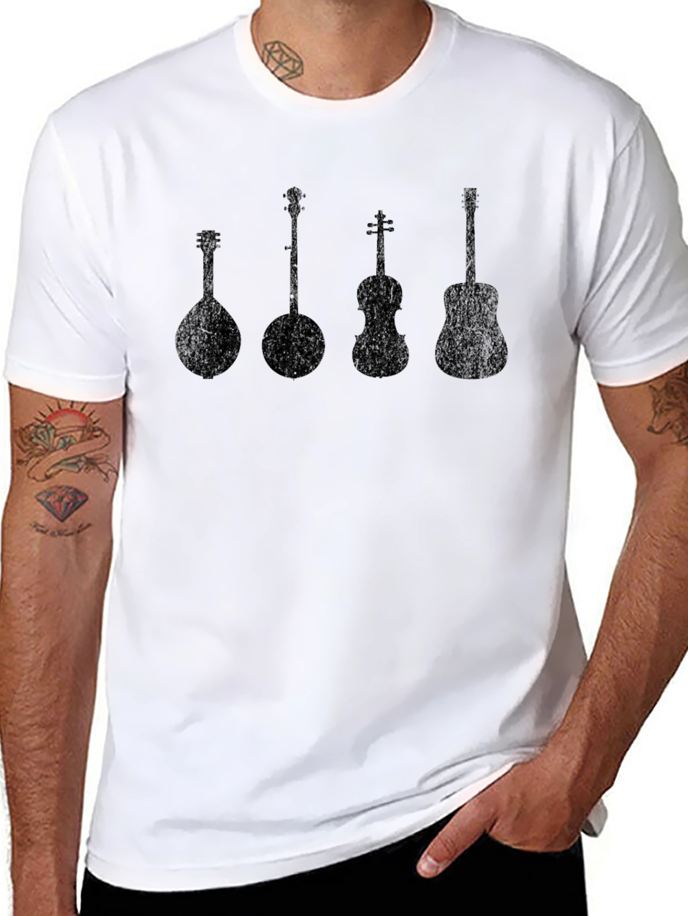Musical Instruments Silhouette Black T-Shirt