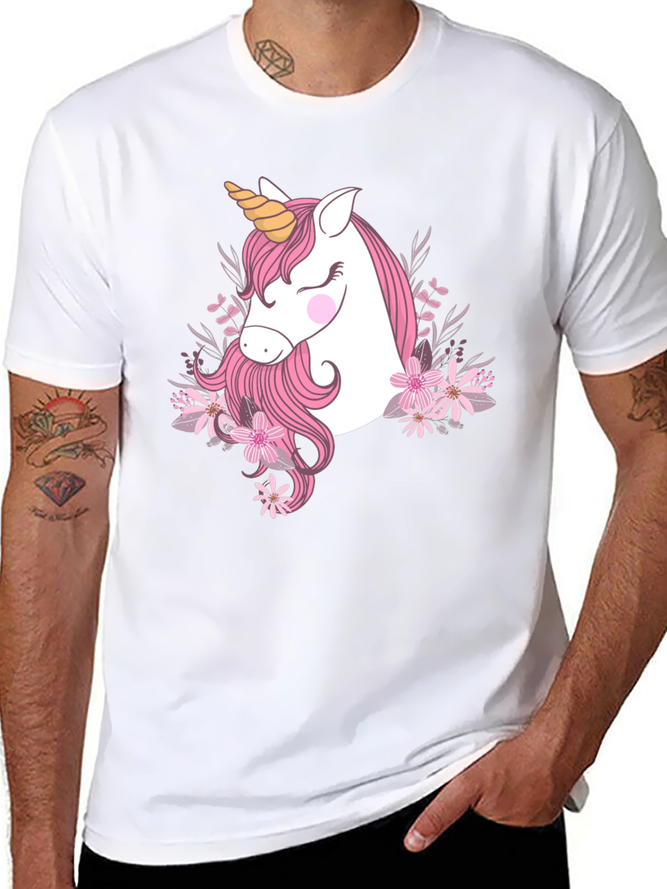Unicorn Floral Graphic Print T-Shirt