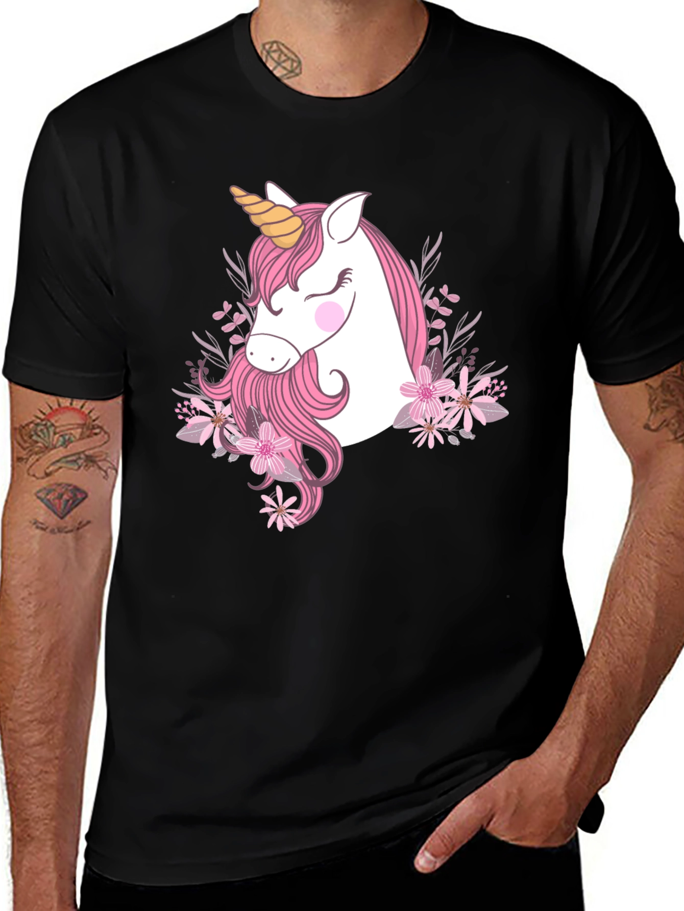 Unicorn Floral Graphic Print T-Shirt