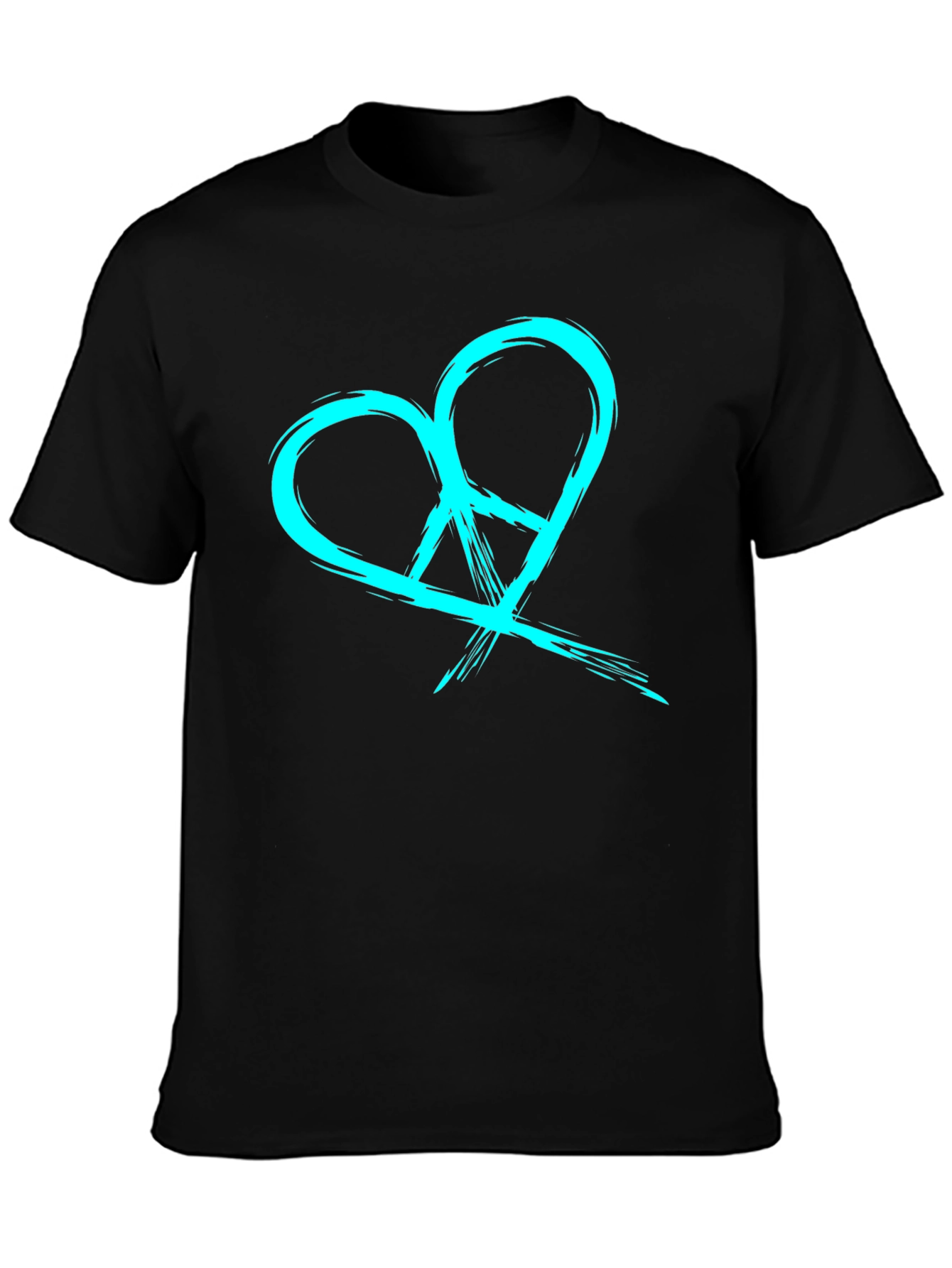 Heart Peace Symbol Black Graphic Tee