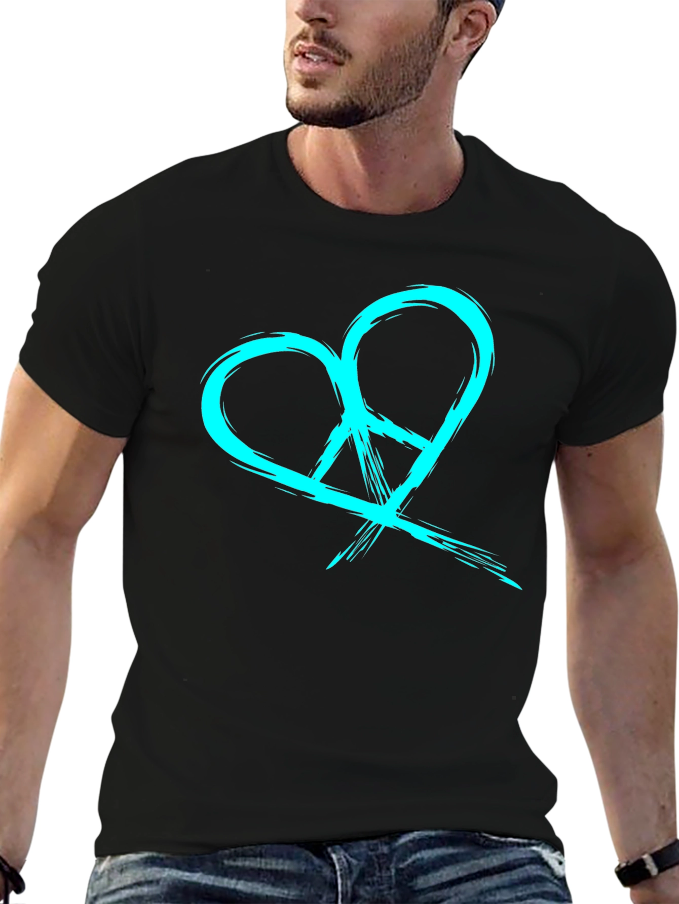 Heart Peace Symbol Black Graphic Tee