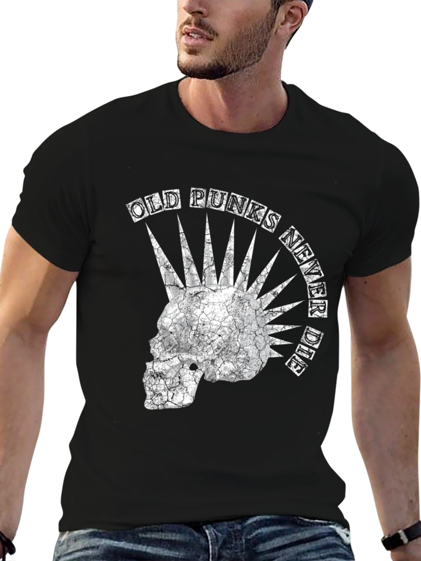 Old Punks Never Die Graphic T-Shirt - Black