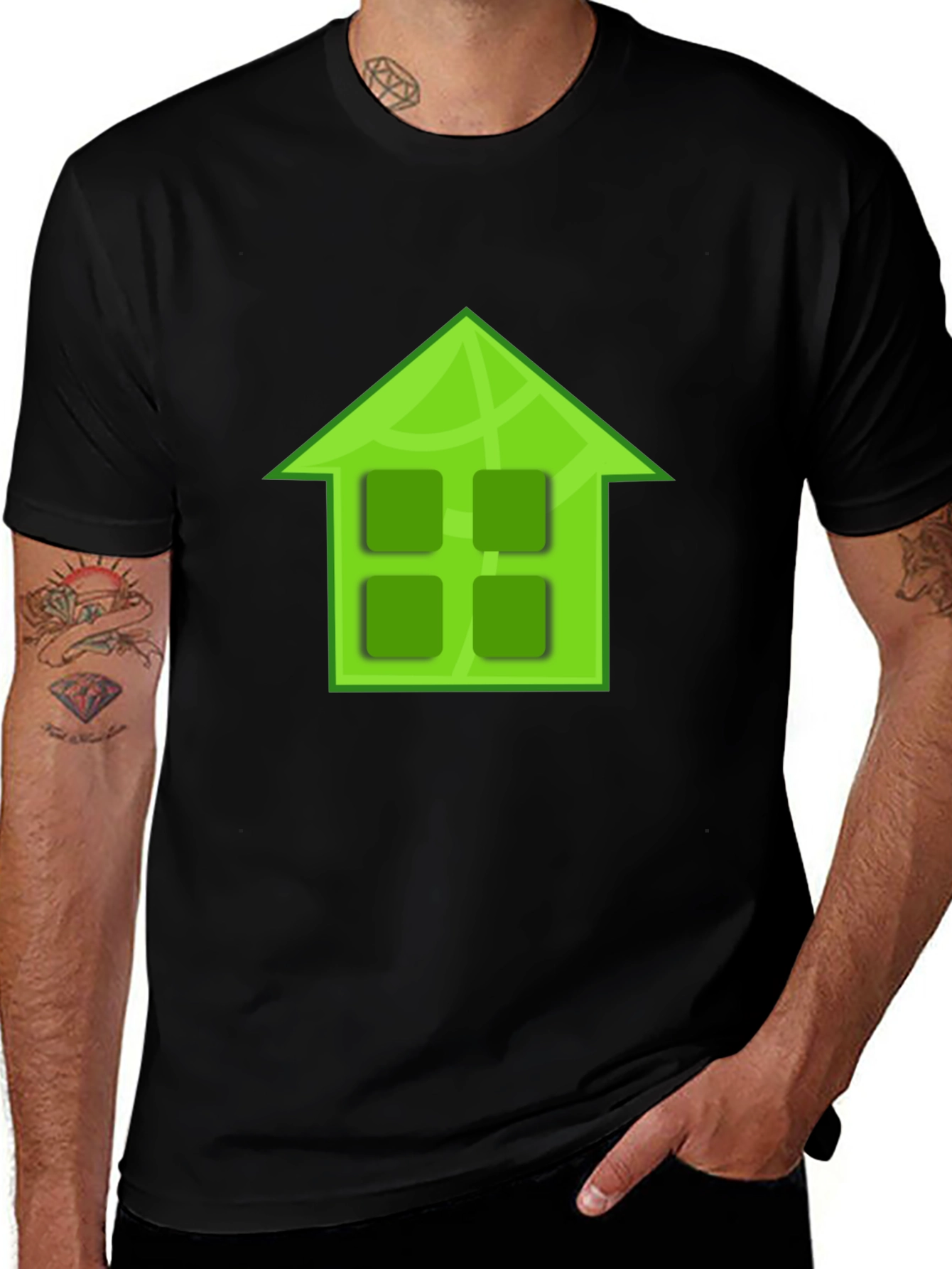 Green House Graphic Black T-Shirt